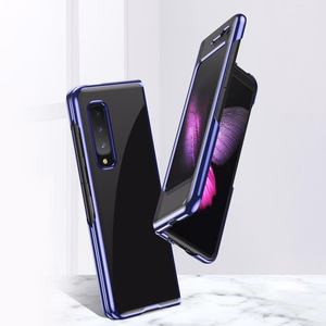 Plating apvalks cietais apvalks ar elektroplāksnes rāmi Samsung Galaxy Fold zils
