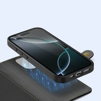 Ādas viedtālruņa apvalks Dux Ducis Lawa iPhone 16 Pro - melns