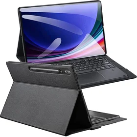 DUX DUCIS salokāms DK vāciņš ar bezvadu tastatūru ar apgaismojumu SAMSUNG Tab S10 Ultra/S9 Ultra/S8 Ultra melns