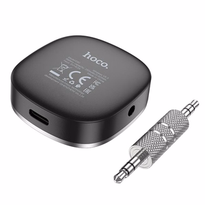 AUX Bluetooth adapteris Jack 3,5 mm Hoco ar displeju E80 melns