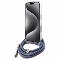 Guess Pār plecu aukla 4G Raksta Apvalks ar Auklu iPhone 16 Pro - zils