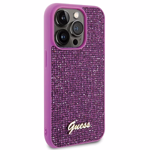 Guess Disko Metāla Uzraksts viedtālruņa apvalks iPhone 15 Pro - rozā