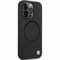 BMW BMHMP14XSILBK2 viedtālruņa apvalks iPhone 14 Pro Max 6.7" - melns Signature Liquid Silicone MagSafe
