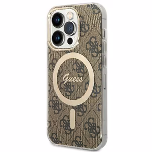 Guess IML 4G magnētiskais viedtālruņa apvalks iPhone 15 Pro - brūns