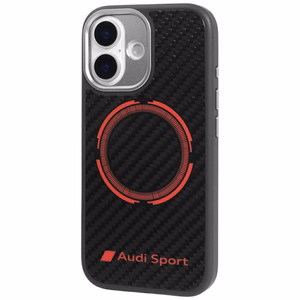 Audi RSQ Oglekļa šķiedras Sporta sarkanais aplis Magnētiskais viedtālruņa apvalks iPhone 17 - melns