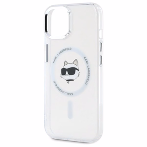 Karl Lagerfeld IML Metāla Choupette galva MagSafe apvalks iPhone 15 - balts