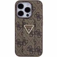 Guess viedtālruņa apvalks ar statīvu Grip Stand 4G Triangle Strass iPhone 15 Pro Max - brūns