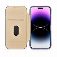 iCarer CE Premium ādas folio viedtālruņa apvalks iPhone 14 Pro Max magnētiskais atveramais ādas folio apvalks MagSafe gaiši violeta