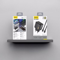 Dudao A28PCEU PD 45W GaN 2xUSB-C Wall Lādētājs with USB-C Kabelis - Melns