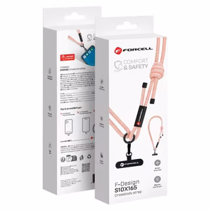 FORCELL F-DESIGN S10X165 šķērsvirziena telefona siksniņa ar regulējamu garumu (maks. 82,5cm cilpā) rozā balta