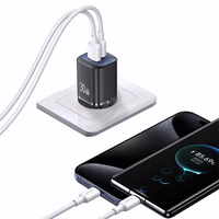 USAMS Tīkla lādētājs CC254 30W GaN USB-C/USB-A Fast Charging HC Series melns CC254TC01