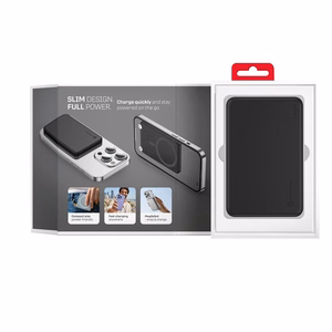 Forcell F-Energy Slim F5K9 ārējais akumulators, saderīgs ar MagSafe, 5000 mAh, 15 W, QC 4.0, PD 3.0, melns