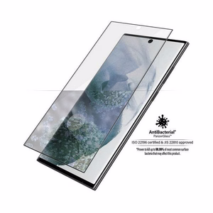 PanzerGlass E2E Microfracture antibakteriālais stikls Samsung Galaxy S22 Ultra - ar melnu rāmi
