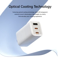 Rock Sienas lādētājs Ice2Cube GaN - USB + 2xType C - PD 65W 3A balts