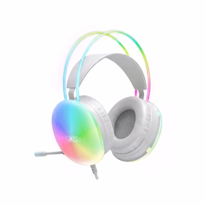 XO vadu austiņas GE11 jack 3,5mm - USB-A baltas RGB mikrofons