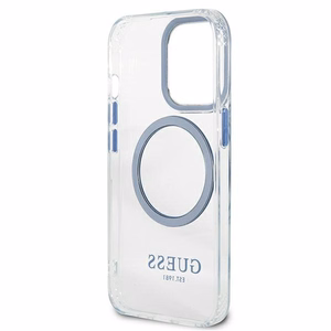 Guess GUHMP13LHTRMB iPhone 13 Pro / 13 6,1" zils/zils hard maciņš Metal Outline Magsafe