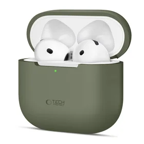 Tech-Protect silikona apvalks Apple AirPods 4 austiņām - olīvzaļš