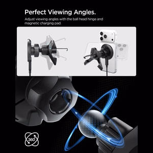 Spigen EV15MAQ Essential Qi2 MagSafe automašīnas gaisa ventilācijas turētājs - melns