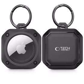 Tech-Protect Rough Pro apvalks Apple AirTag ar gredzenu - melns