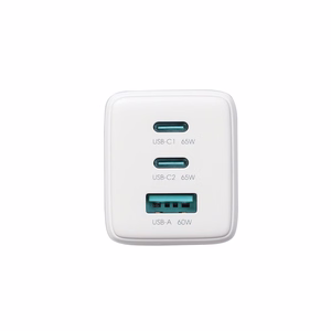 Joyroom JR-TG10 65W GaN 2x USB-C + USB-A wall charger with 65W USB-C - USB-C 1.2m cable - white