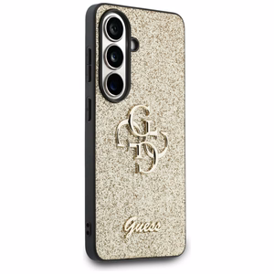 Guess maciņš Fixed Glitter Big 4G Metal Logo for Samsung Galaxy S26 zelta