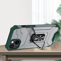 Kristāla gredzena viedtālruņa apvalks ar statīvu izturīgs aizsargvāks iPhone 13 zaļš