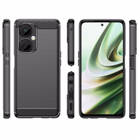Carbon viedtālruņa apvalks OnePlus Nord CE 3 elastīgs silikona oglekļa apvalks melns