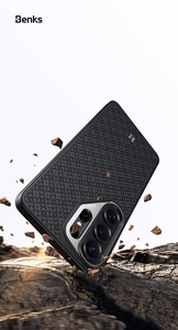 Benks Magnetic Armor Pro Armor Grid Kevlar Maciņš Metal Frame 600D (H048) for Samsung Galaxy S26 melns