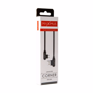 Kabelis MX CORNER ātrās uzlādes Micro USB 2.4A/1M/ melns leņķa