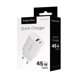 Kruger&Matz 45 W GaN tīkla lādētājs ar Power Delivery un Quick Charge