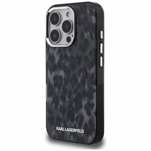 Karl Lagerfeld IML Leopard Pattern MagSafe macins iPhone 16 Pro Max - melns
