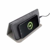 Peles paliktnis ar bezvadu lādētāju 15W OJD-82 brūns pelēks