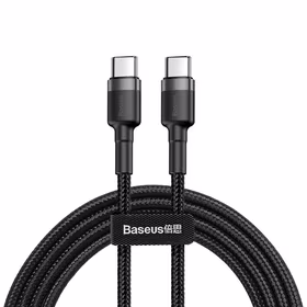 Baseus CATKLF-HG1 USB-C - USB-C PD QC kabelis 60W 3A 480Mb/s 2m - melns un pelēks