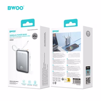 BWOO 20000mAh Fast Charging Portatīvais lādētājs PD45W With 2 Cables Type C and Lightning P78 sudraba