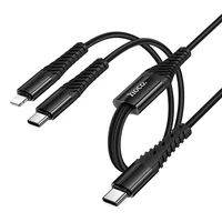 Kabelis 2in1 USB C uz USB C+Lightnig Hoco 1 m X123 melns