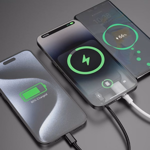 Dudao K14S+ 10000 mAh 22,5 W magnētiskā ārējā baterija USB-A + USB-C, saderīga ar MagSafe, ar statīvu, melna