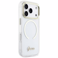 Guess IML Script Metal MagSafe Maciņš for iPhone 17 Pro - Clear