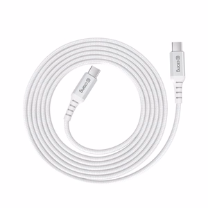 Crong Armor Link USB-C–USB-C kabelis, 2 m, 100 W PD, 5 A, balts