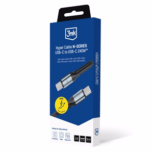 3mk Hyper Cable N-SERIES USB-C / USB-C 1m PD 3.0 QC 3.0 48V / 5A 240W - melns