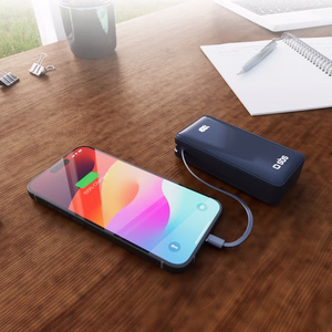 Внешний аккумулятор SBS 10000 mAh 20W со встроенным кабелем USB-C и цифровым дисплеем - тёмно-серый