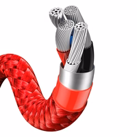 Baseus kabelis Tīģera gads 3 vienā - USB uz Type C, Lightning, Micro USB - 3,5A 1,2 metri (CASX010009) sarkans