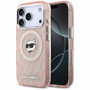 Karl Lagerfeld IML Choupette Head Logo magnētiskais viedtālruņa apvalks MagSafe iPhone 17 Pro Max - rozā