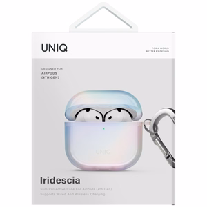 Чехол Uniq Iridescia для AirPods 4 Hang - голографический белый