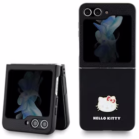 Hello Kitty Metal Logo Kitty Head viedtālruņa apvalks Samsung Galaxy Z Flip 5 - melns
