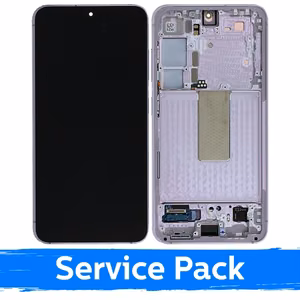LCD displejs saderīgs ar Samsung S911 S23 ar rāmi / lavandas (gaiši rozā) / (Service Pack)