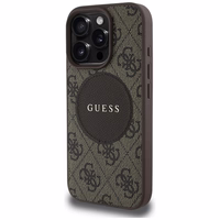Guess 4G Circle Classic Logo Magnētiskais viedtālruņa apvalks iPhone 16 Pro Max - brūns