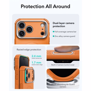 ESR Cyber Tough Kickstand MagSafe maciņš, paredzēts iPhone 18 Pro / 17 Pro, oranžs