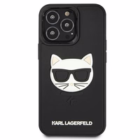 Karl Lagerfeld 3D gumijas Choupette apvalks viedtālrunim iPhone 13 Pro / iPhone 13 - melns