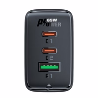 Acefast ātrais lādētājs GaN (2xUSB-C / USB-A) PPS / PD / QC4+ 65W melns (A41)