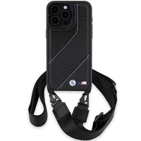 BMW M Edition Carbon Stripe & Strap viedtālruņa apvalks iPhone 15 Pro - melns